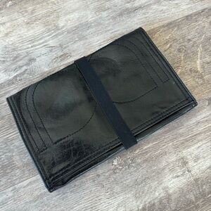 BCBGMAXAZRIA Black Tri-Fold Faux Leather Clutch/Pouch - Y2K Style